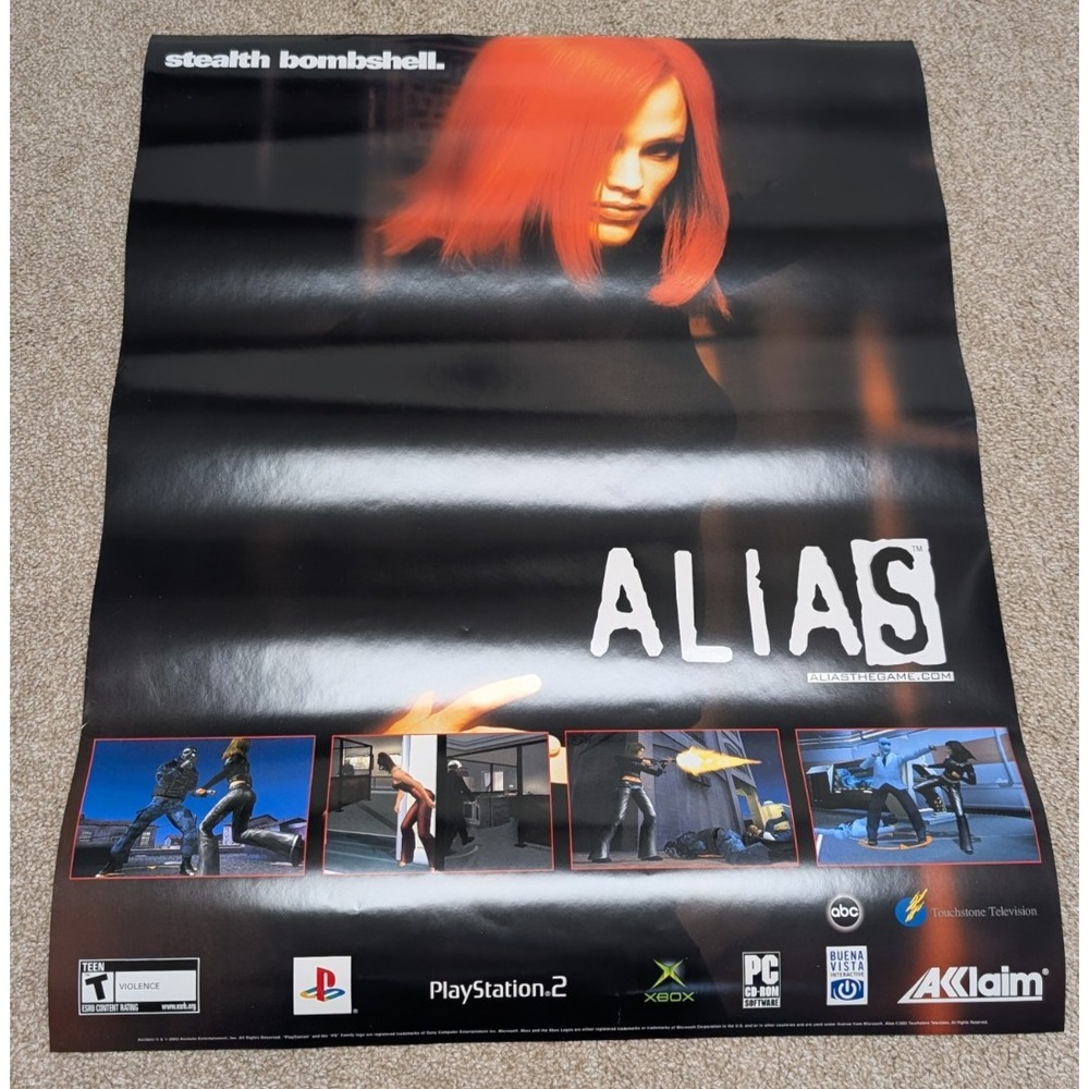 Playstation 2 PS2 Xbox Store Display Sign Promo Poster Alias Vintage 2003